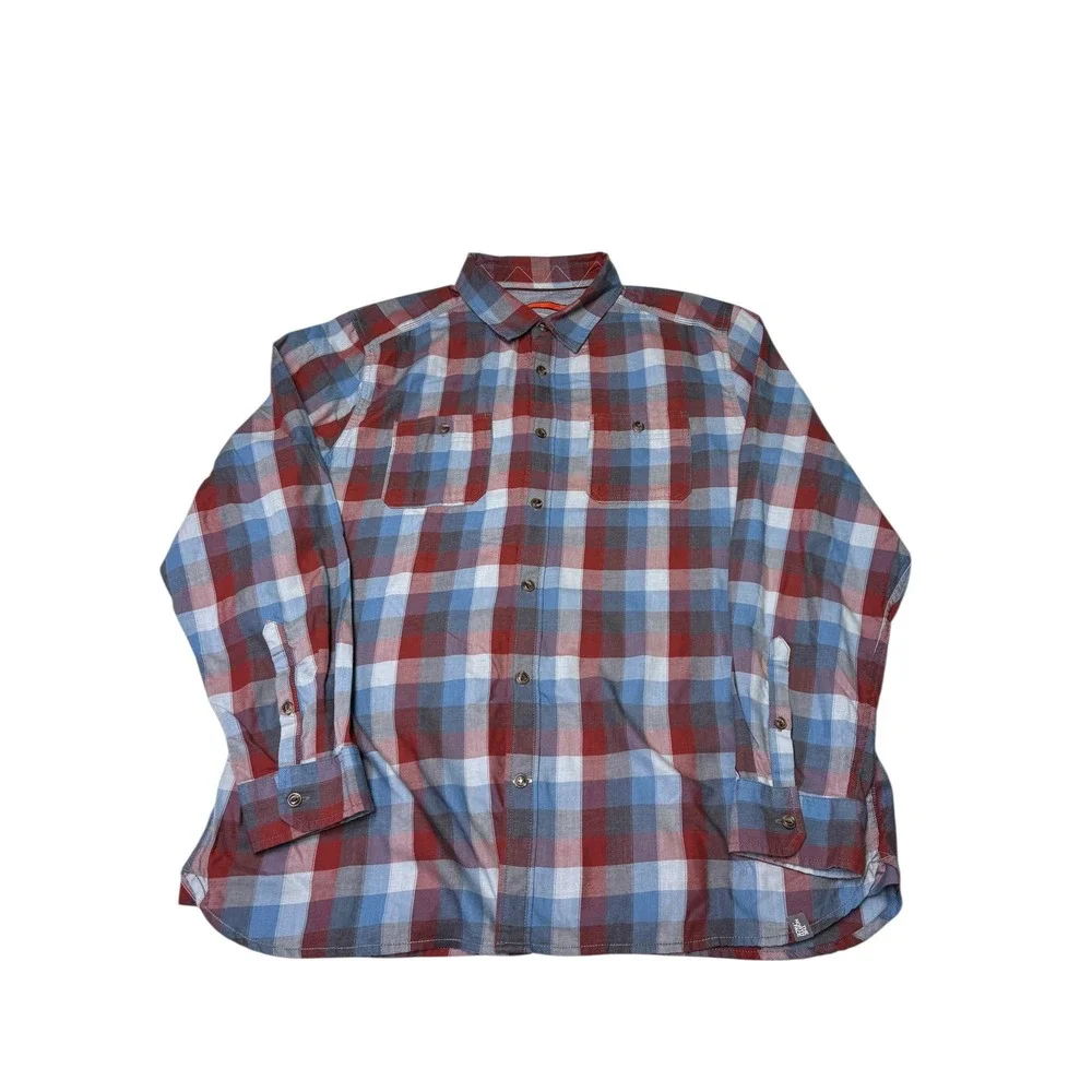 The North Face Mens‎ Plaid Long Sleeve Button Up Shirt XXL Red Blue Grey Casual